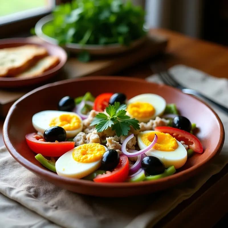 Empedrat de Bacalao Catalán: Ensalada de Vigilia con Tomate, Aceitunas y Huevo Duro