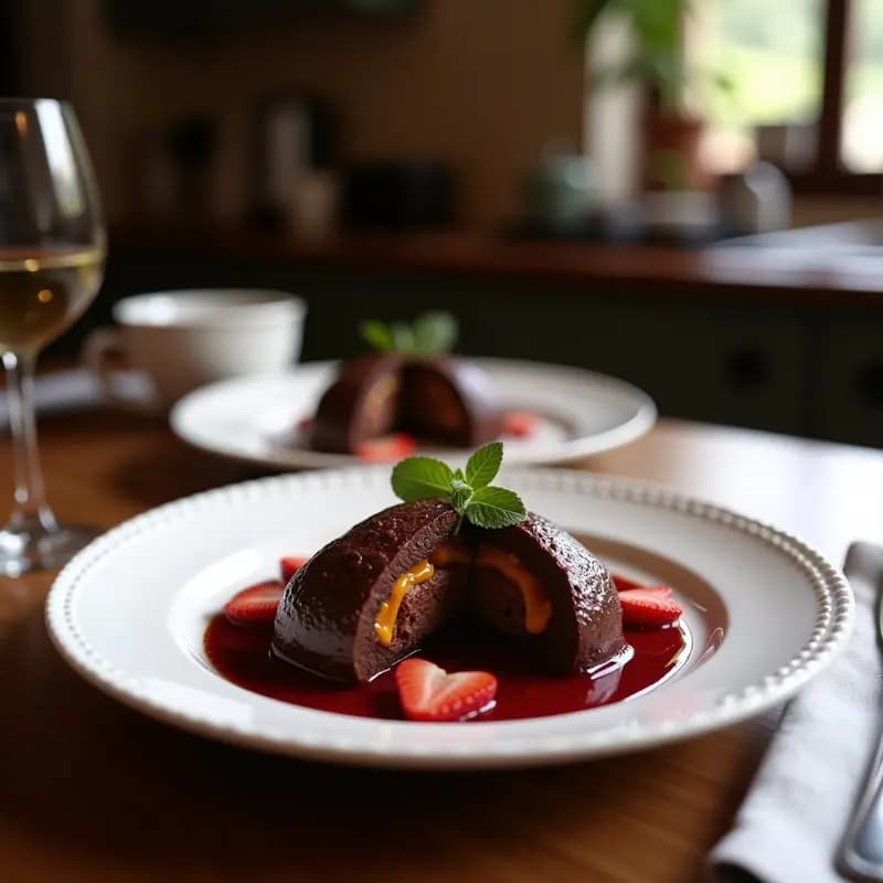 Emperador de Chocolate Belga con Relleno de Frambuesa: Postre Francés Gourmet en 15 Minutos