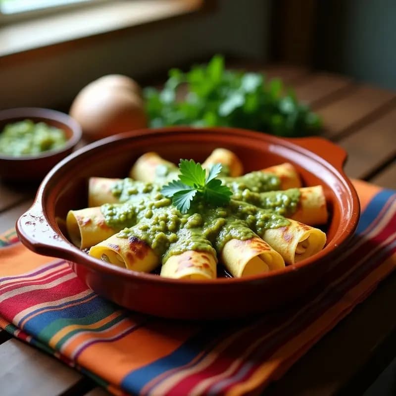 Enchiladas de Espinacas y Queso de Oveja con Salsa Verde: Receta Mexicana Sin Gluten