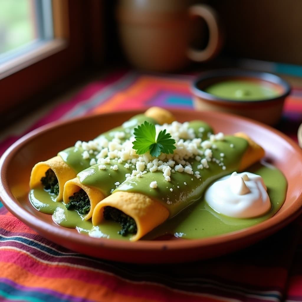 Enchiladas de Espinacas y Requesón con Salsa Verde: Receta Mexicana Vegetariana en Thermomix