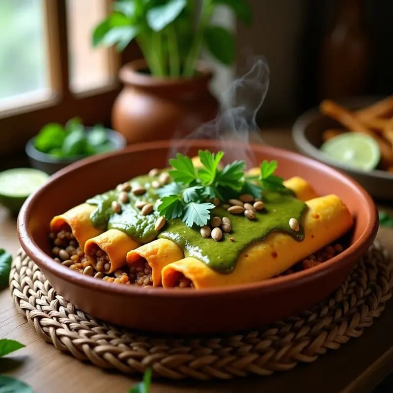 Enchiladas de Lentejas y Calabaza con Salsa Verde: Receta Mexicana Vegana y Sin Gluten