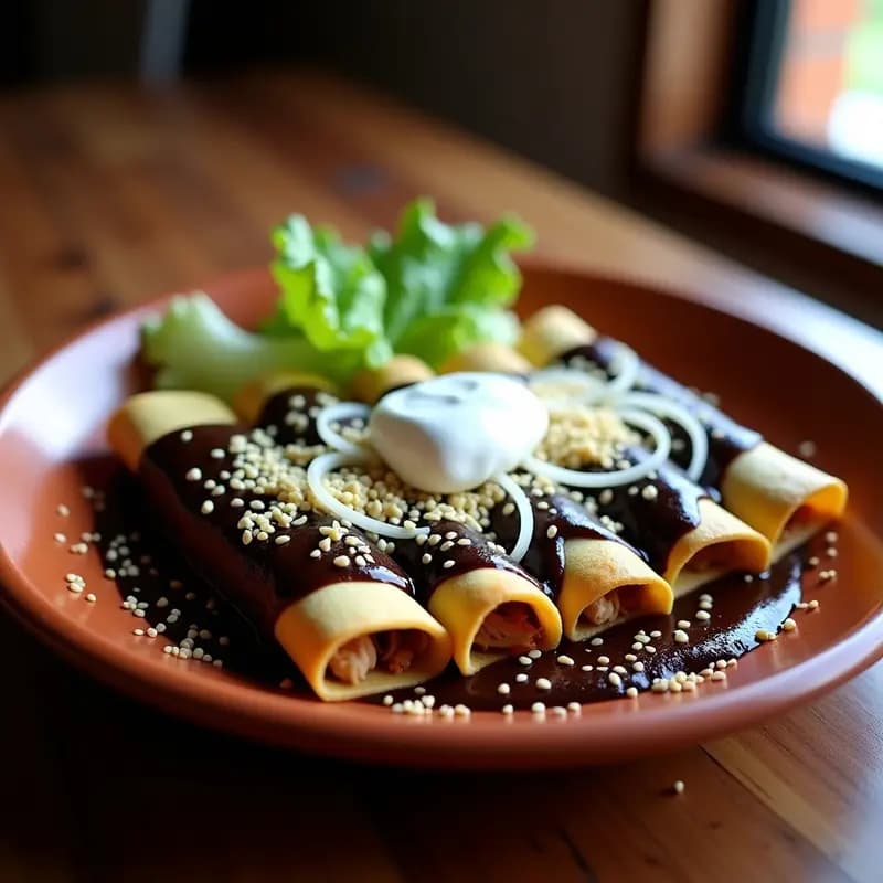 Enchiladas de Pollo y Mole Negro: Receta Mexicana Tradicional en Olla Lenta