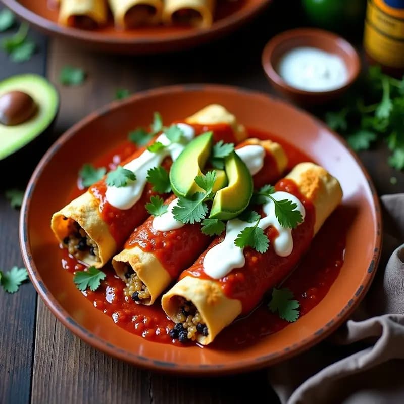 Enchiladas de Quinoa y Frijoles Negros: Receta Mexicana Sin Gluten en Olla Exprés