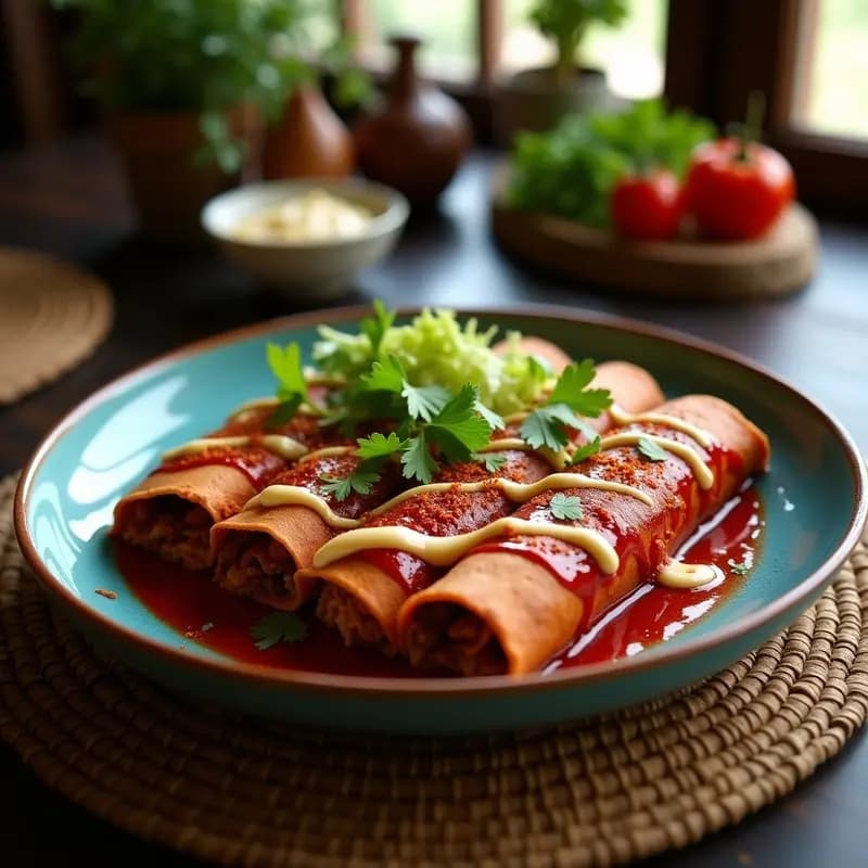 Enchiladas Rojas de Jackfruit y Frijoles Negros: Receta Mexicana Vegana en Airfryer