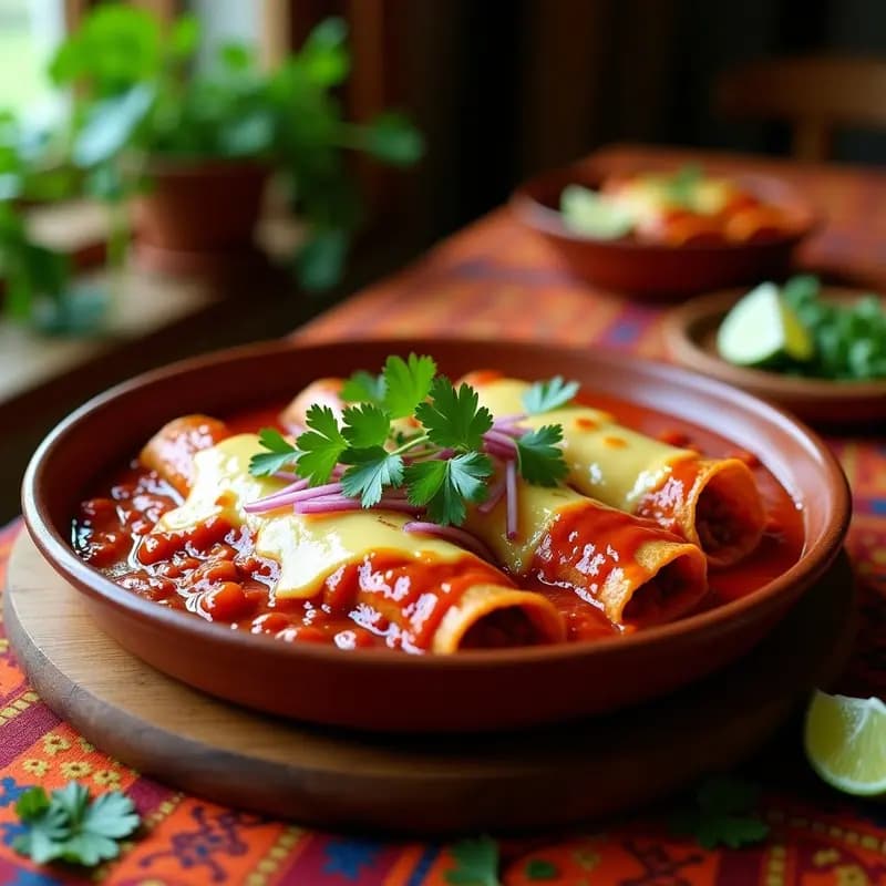 Enchiladas Rojas de Jackfruit y Queso Vegano: Receta Mexicana Sin Carne