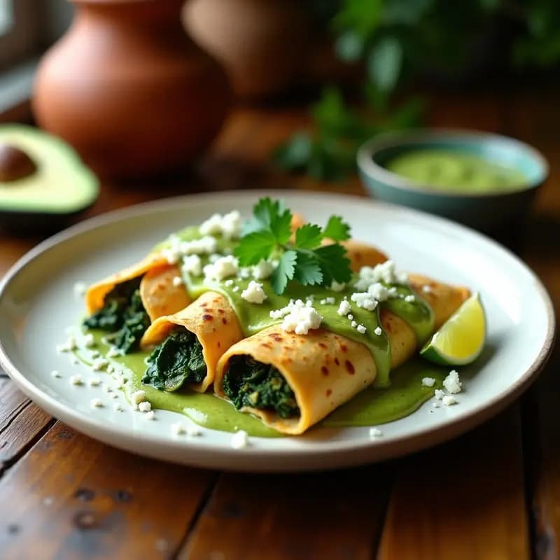Enchiladas Verdes de Espinacas y Requesón: Receta Mexicana Keto con Salsa de Aguacate