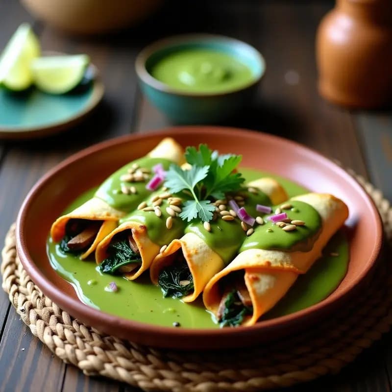 Enchiladas Verdes de Hongos Portobello: Receta Mexicana Vegana y Sin Gluten