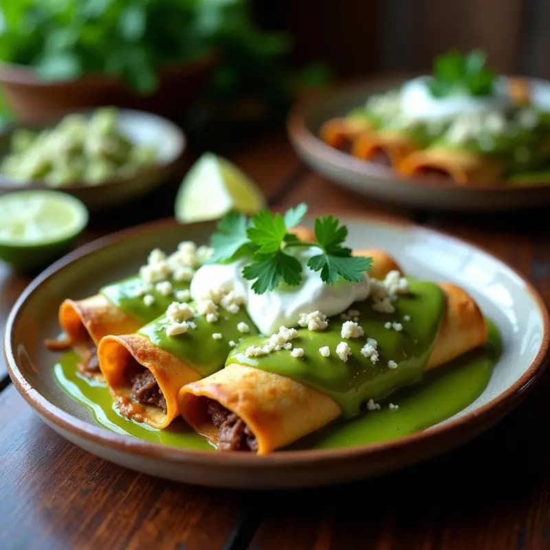 Enchiladas Verdes de Tiraditos de Res: Receta Mexicana-Peruana Fusion Keto