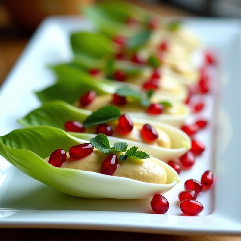 Aperitivo de Endivias con Crema de Anacardos y Granada: Receta Vegana Gourmet en 10 Minutos