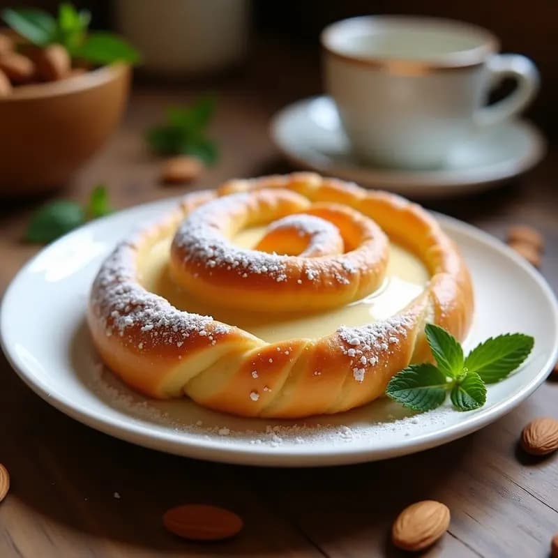 Ensaimada Mallorquina con Crema de Almendra: Desayuno Español Sin Lactosa