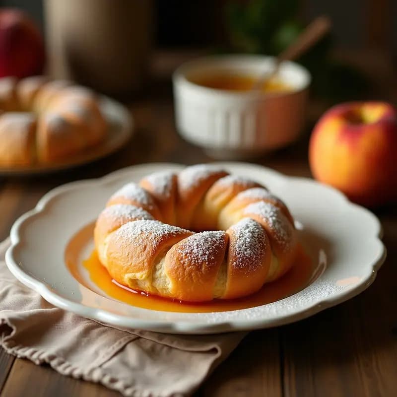 Ensaimada Mallorquina de Harina Integral con Mermelada de Melocotón: Desayuno Saludable Sin Lactosa