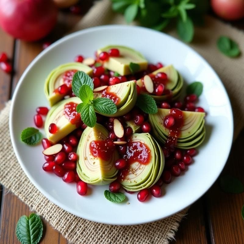 Ensalada de Alcachofas y Nuez Moscada con Vinagreta de Granado: Receta Libanesa Sin Gluten