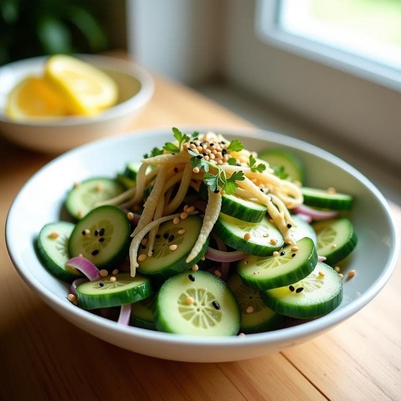 Ensalada de Algas Nori y Pepino con Aderezo de Sésamo: Receta Japonesa Baja en Calorías