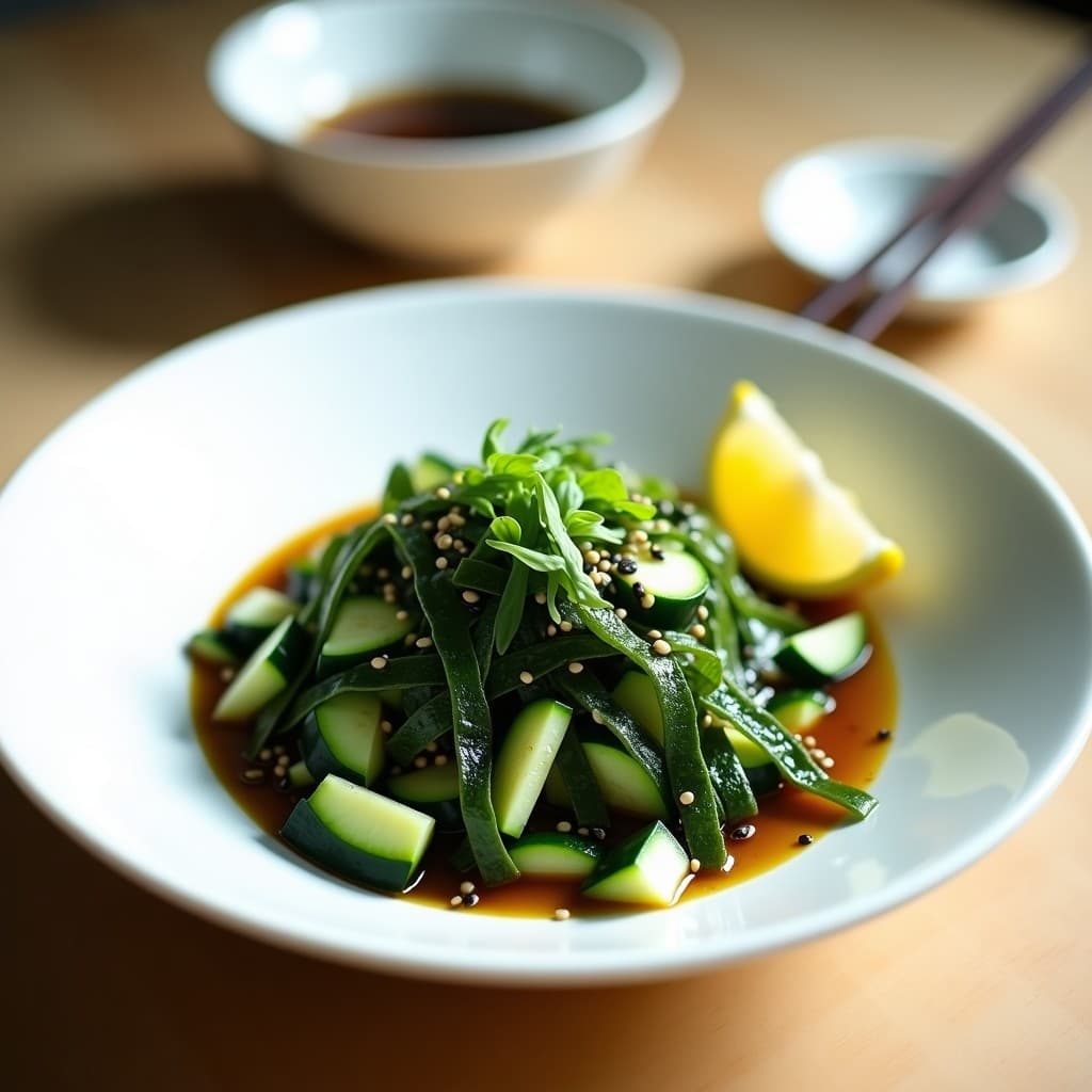 Ensalada de Algas Nori y Pepino con Vinagreta de Sésamo: Receta Coreana Fresca y Nutritiva