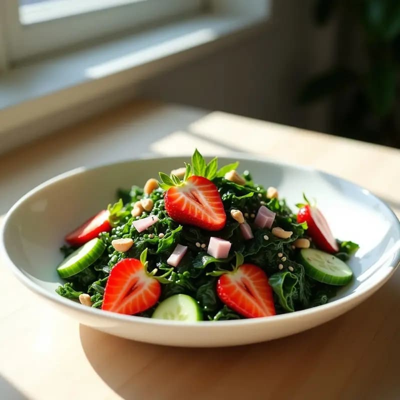 Ensalada de Algas Wakame con Fresas y Vinagreta de Vinagre de Arroz: Receta Japonesa Keto