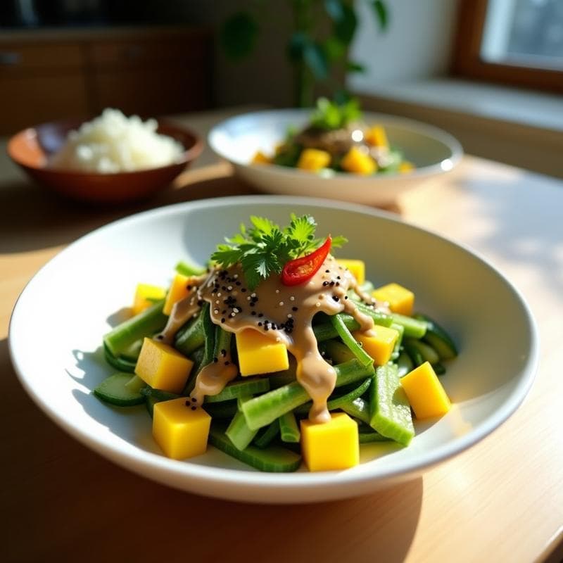 Ensalada de Algas Wakame y Mango: Receta Japonesa Vegana con Aderezo de Sésamo