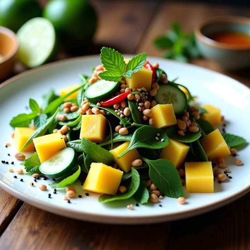 Ensalada de Algas Wakame y Mango Verde: Receta Tailandesa Alta en Yodo y Vitamina C