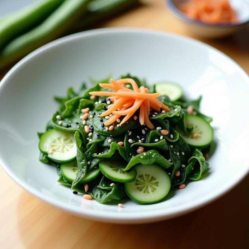 Ensalada de Algas Wakame y Pepino con Aderezo de Umeboshi: Receta Detox Japonesa