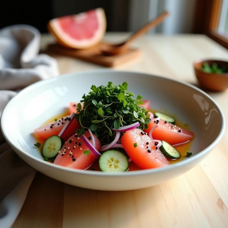 Ensalada de Algas Wakame y Pomelo Rosa: Receta Japonesa Detox y Baja en Calorías