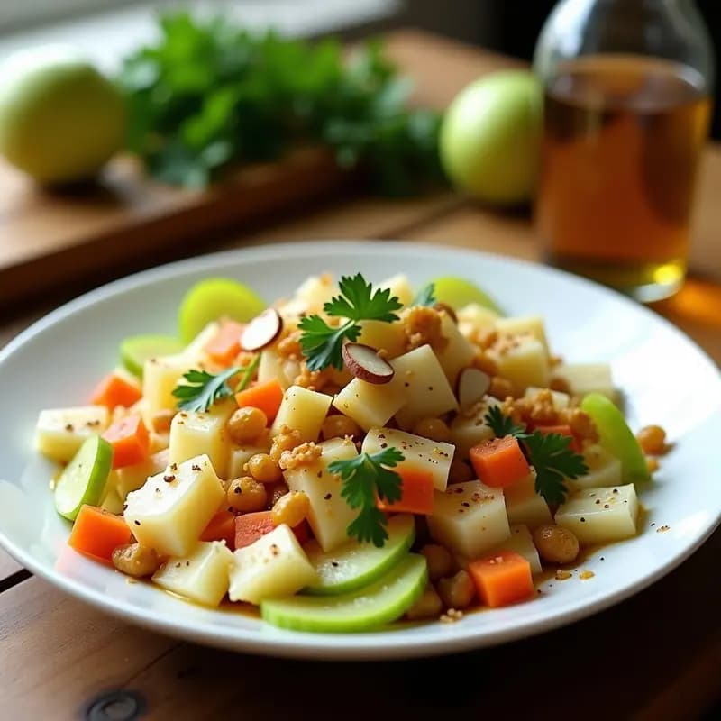 Ensalada de Algazarra y Nuez Moscada con Vinagreta de Vinagre de Sidra: Receta Marroquí Crudivegana