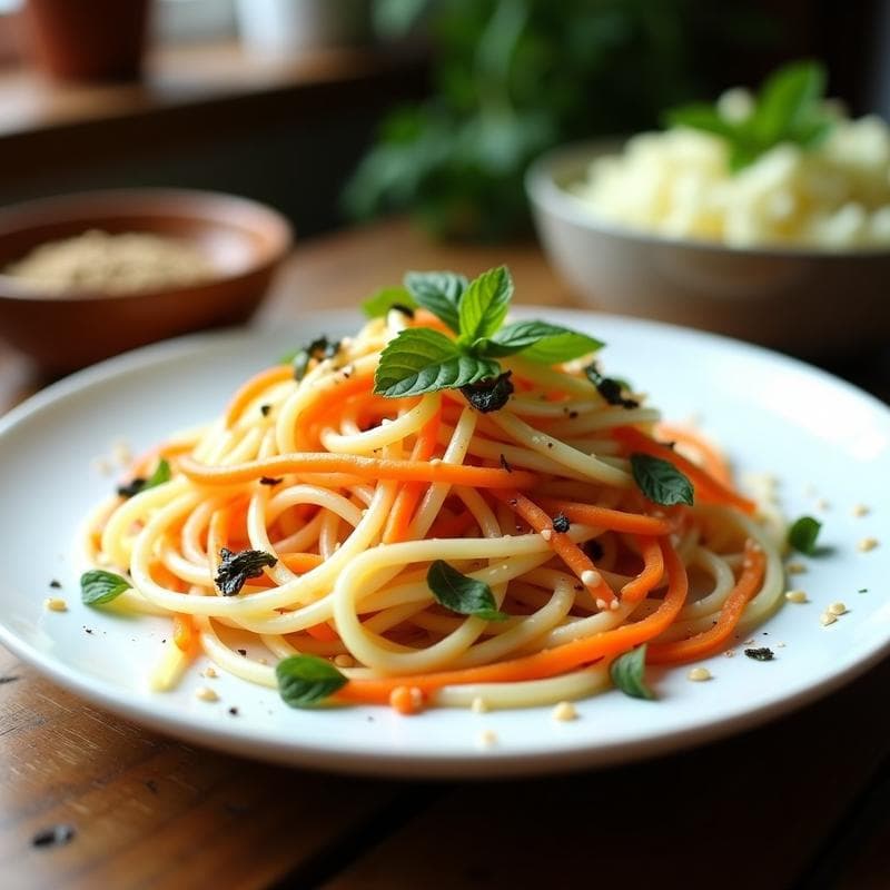 Ensalada de Algodón de Azúcar de Col y Zanahoria con Aderezo de Tahini: Receta Crudivegana en 10 Minutos
