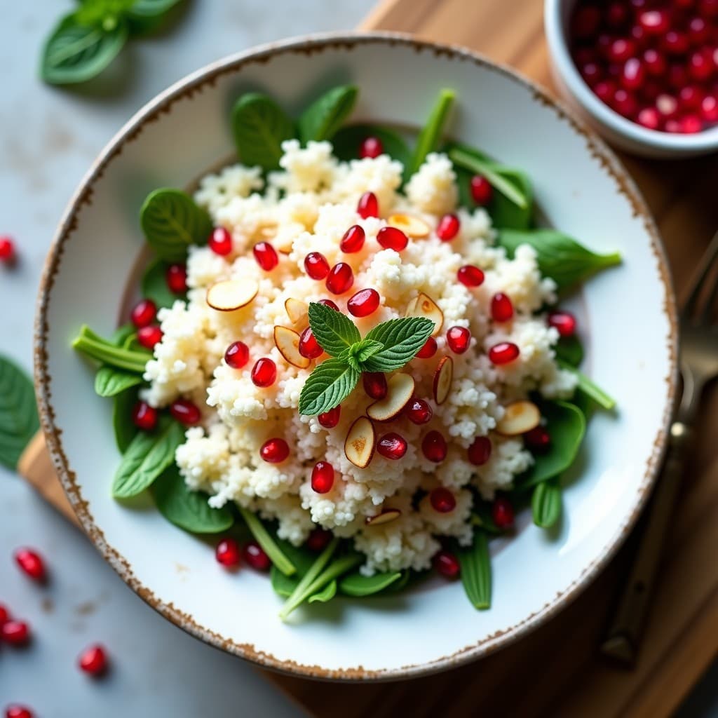 Ensalada de Algodón de Azúcar de Coliflor y Granada: Receta Invernal Vegana y Crujiente