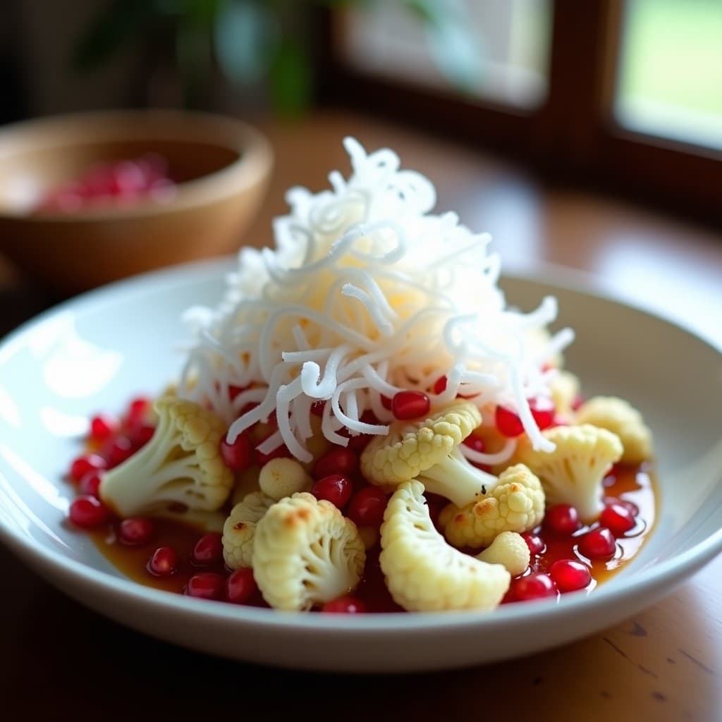 Ensalada de Algodón de Azúcar de Coliflor y Granadas: Receta Iraní Crujiente y Dulce-Salada