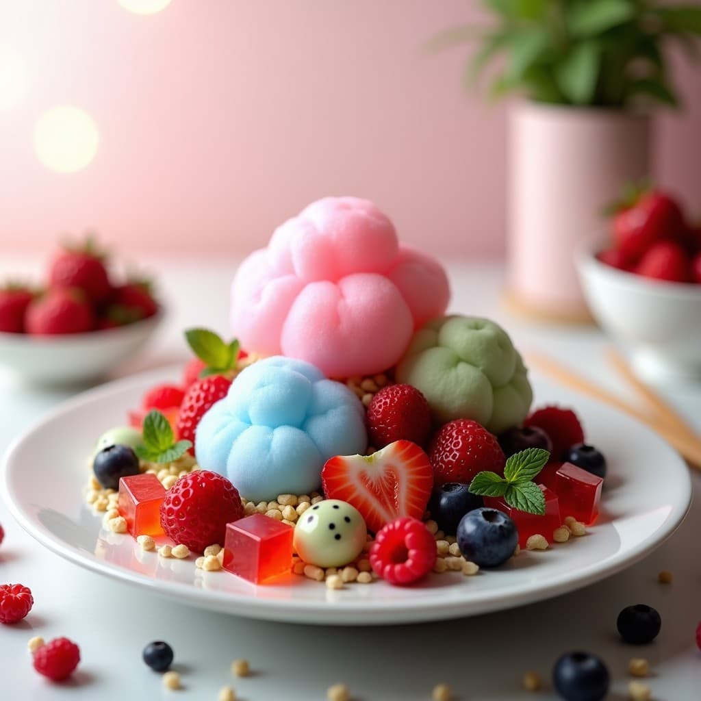 Ensalada de Algodón de Azúcar y Frutos Rojos: Postre Japón Épico y Visual para Niños