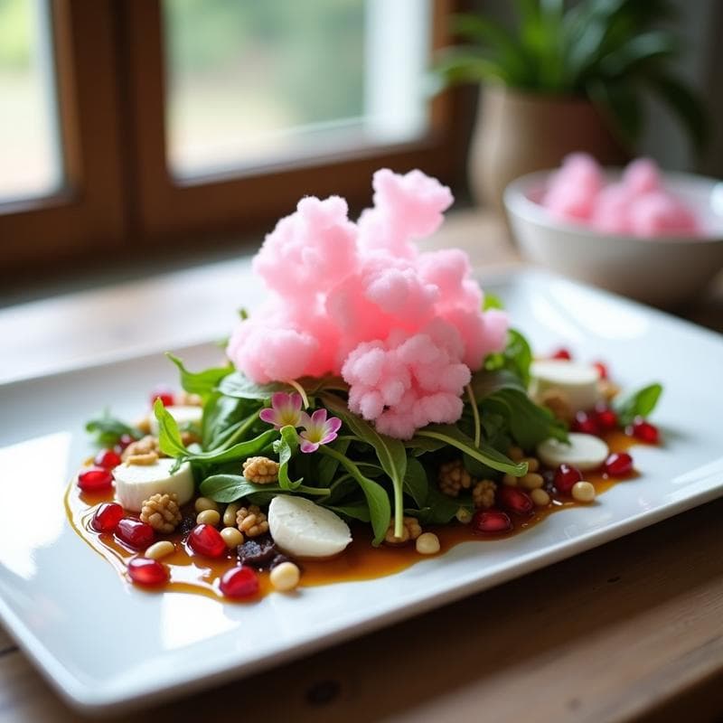 Ensalada de Algodón de Azúcar y Rúcula con Vinagreta de Vinagre Balsámico: Receta Innovadora