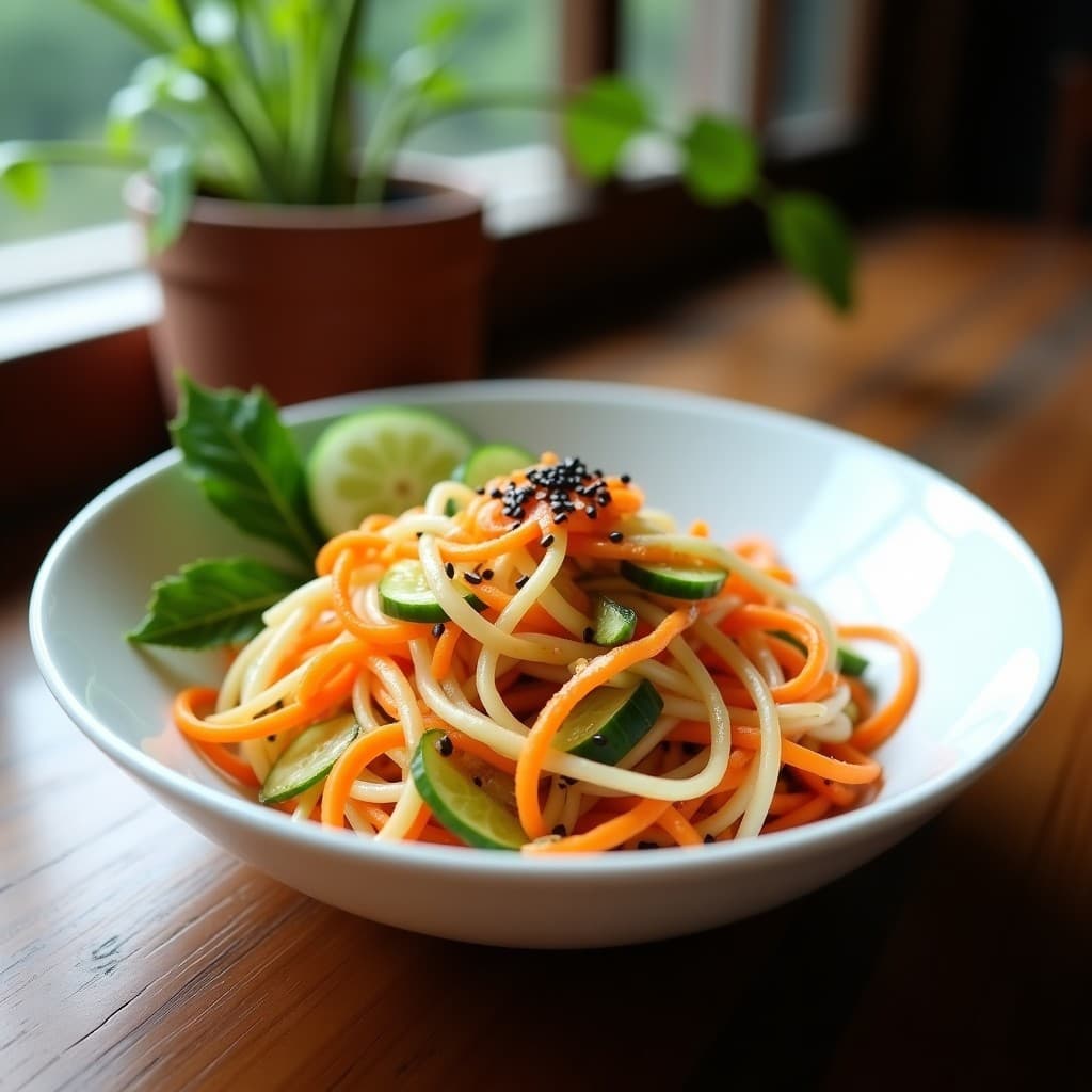 Ensalada de Algodón de Azúcar de Vegetales: Receta Coreana Low-Carb con Aderezo de Gochujang