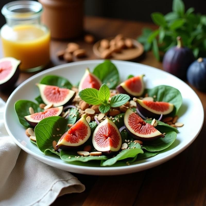 Ensalada de Almendras Crudas, Higos Frescos y Vinagreta de Vinagre de Sidra: Receta Crudivegana