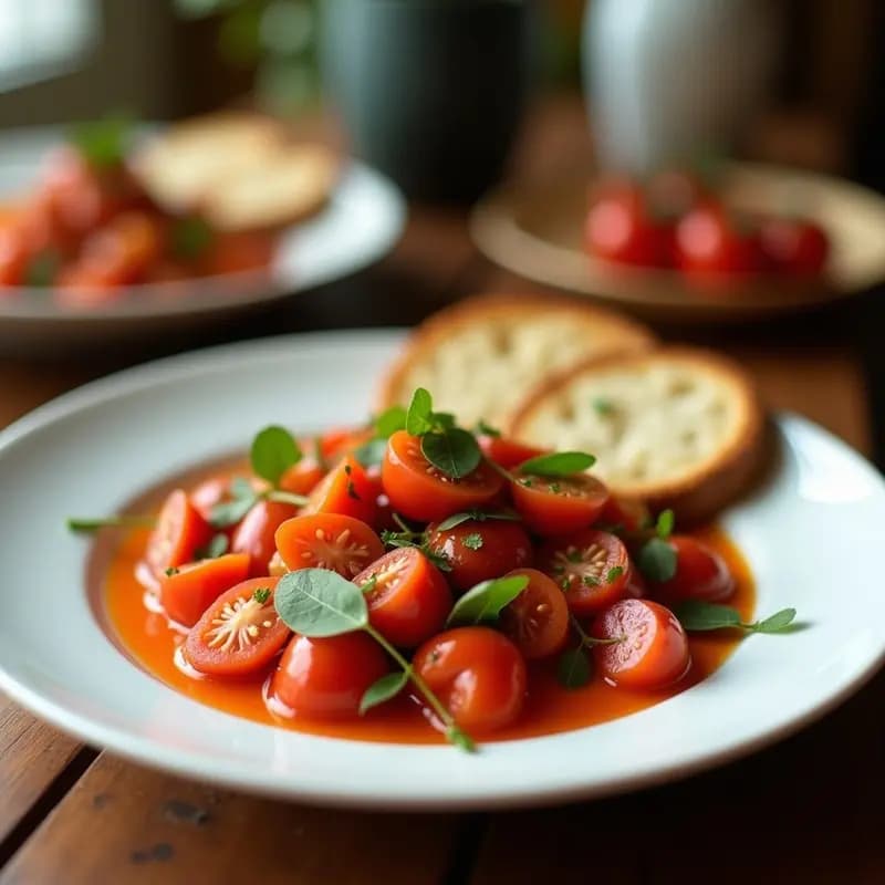 Ensalada de Baba Ganoush y Tomate con Pan de Pita Integral: Entrante Mediterráneo Sin Gluten