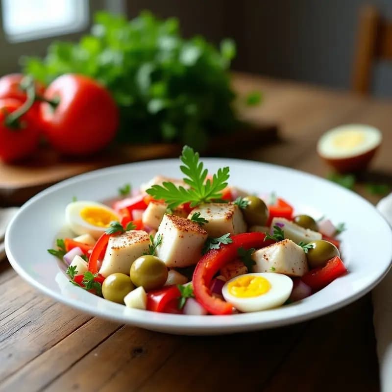 Ensalada de Bacalao Desalado con Pimientos Asados: Receta Vasca Fresca y Nutritiva