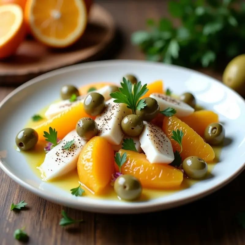 Ensalada de bacalao desalado con naranja y aceitunas: Entrante navideño sin mayonesa