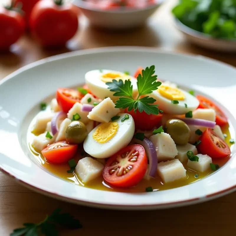Ensalada de Bacalao con Tomate y Cebolla Morada: Entrante Fresco y Ligero