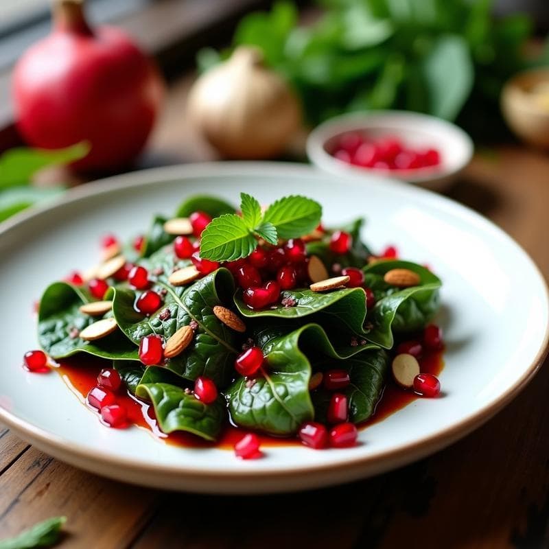 Ensalada de Belgas Asadas con Vinagreta de granada y sumac: Receta Libanes Vegana
