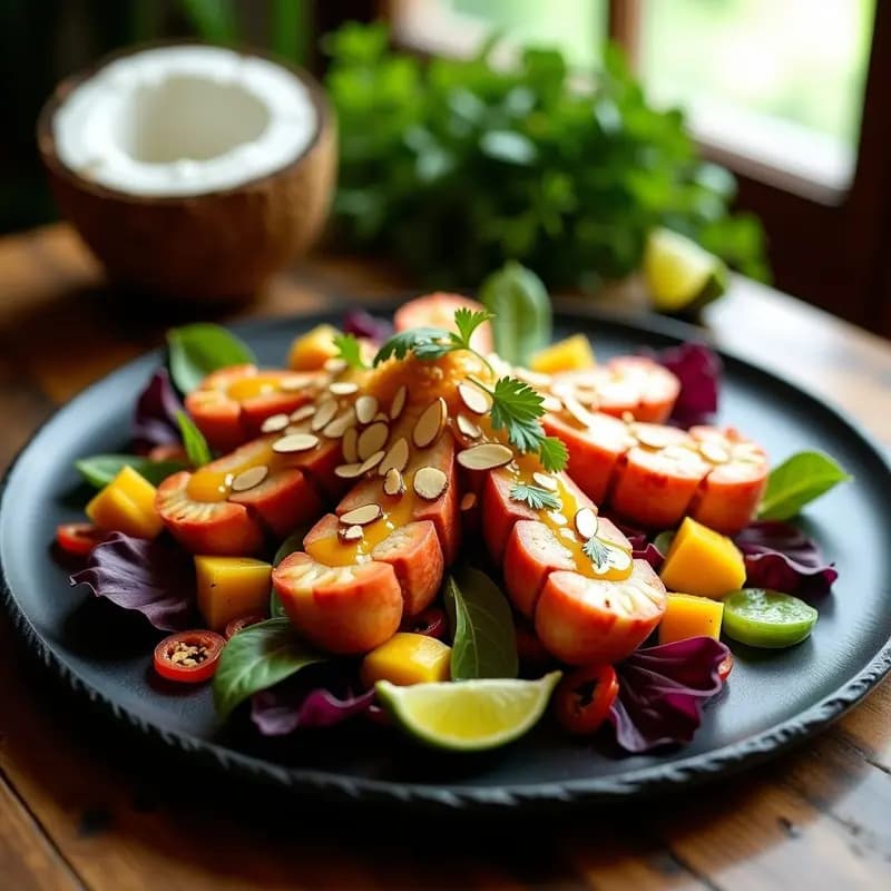 Ensalada de Bogavante con Vinagreta de Mango y Chili: Receta Caribña Gourmet Sin Cocción