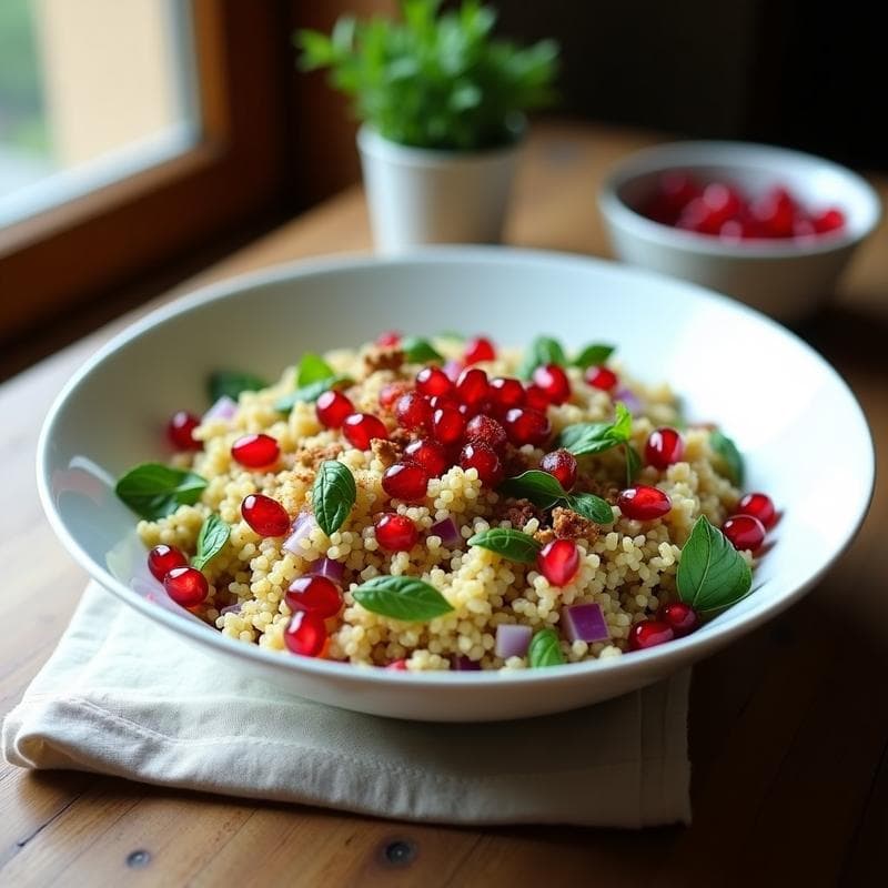Ensalada de Bulghur y Granado con Aderezo de Sumac: Receta Armena Rápida y Fresca