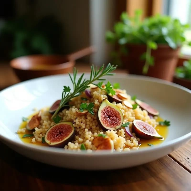 Ensalada de Bulghur con Higos Asados y Vinagreta de Romero: Receta Libanesa Vegana