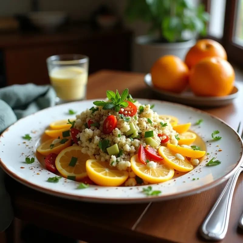 Ensalada de Bulghur y Naranjas con Vinagreta de Zaatar: Receta Libanesa Fresca y Ligera