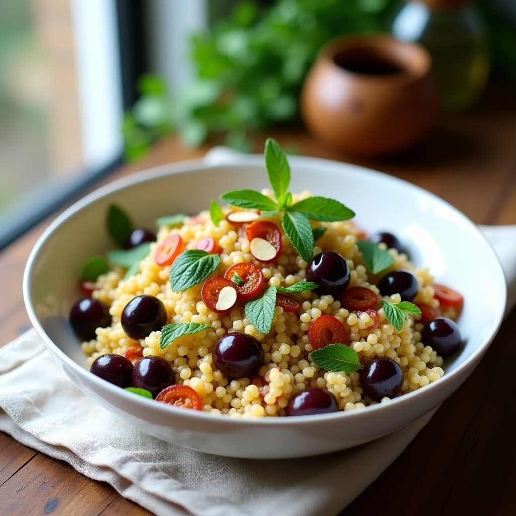 Ensalada de Bulgur, Ciruelas Pasas y Aceitunas Kalamata: Receta Turca sin Gluten y Detox