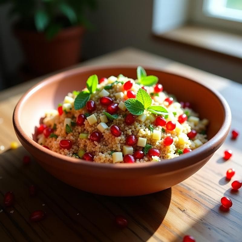 Ensalada de Bulgur con Granadas y Hinojo: Receta Libanesa Sin Gluten y Rica en Fibra