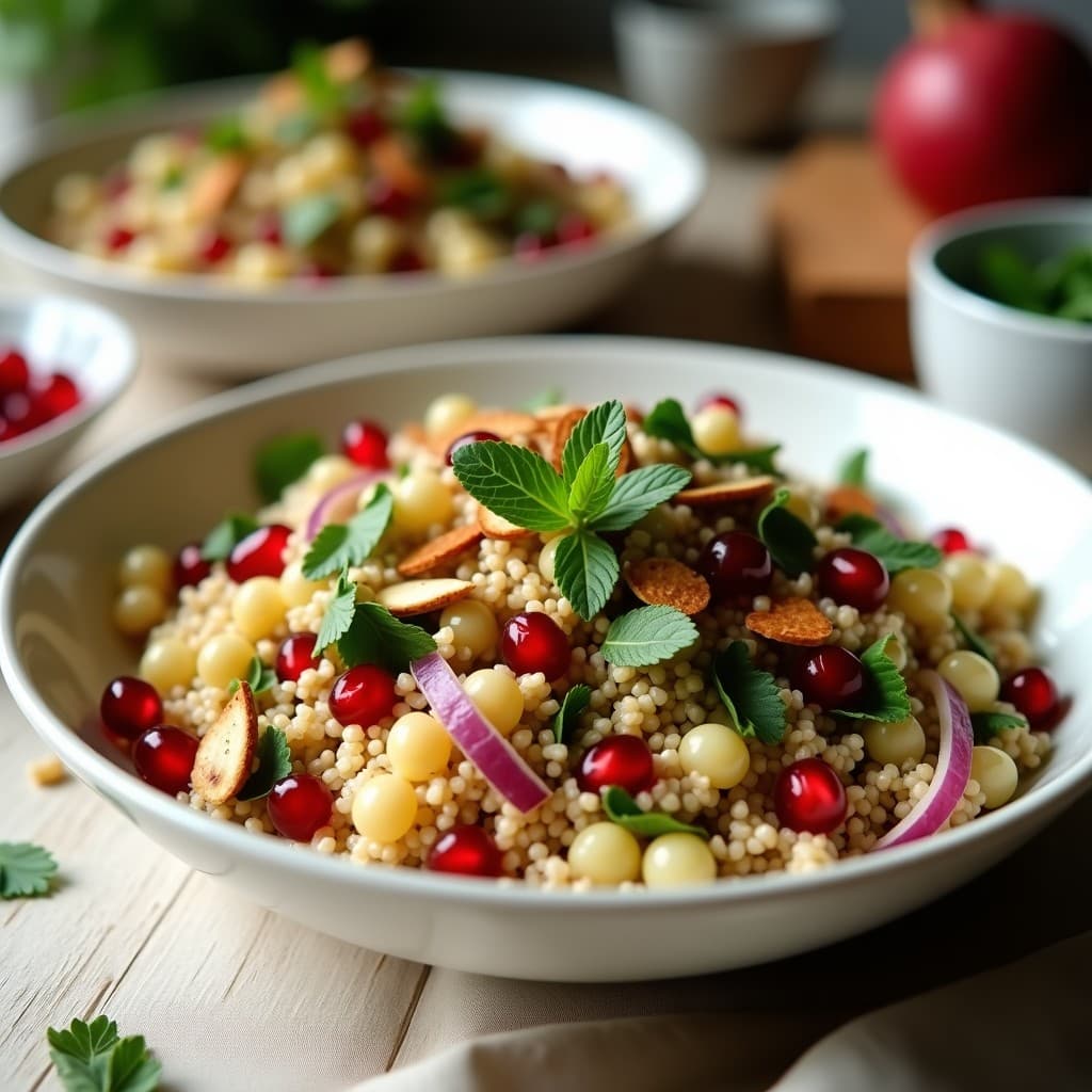 Ensalada de Bulgur, Granados y Hierbas Frescas con Aderezo de Granadilla: Receta Persa Refrescante