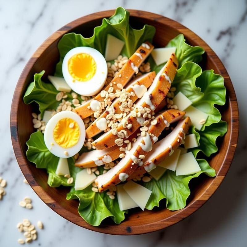 Ensalada César Keto con Avena Tostada: Receta Alta en Proteína y Sin Gluten