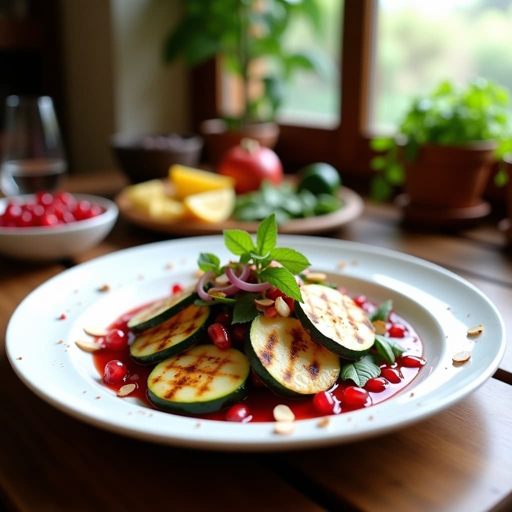 Ensalada Tibia de Calabacín y Queso Halloumi con Vinagreta de Granada: Receta Chipriota en Airfryer