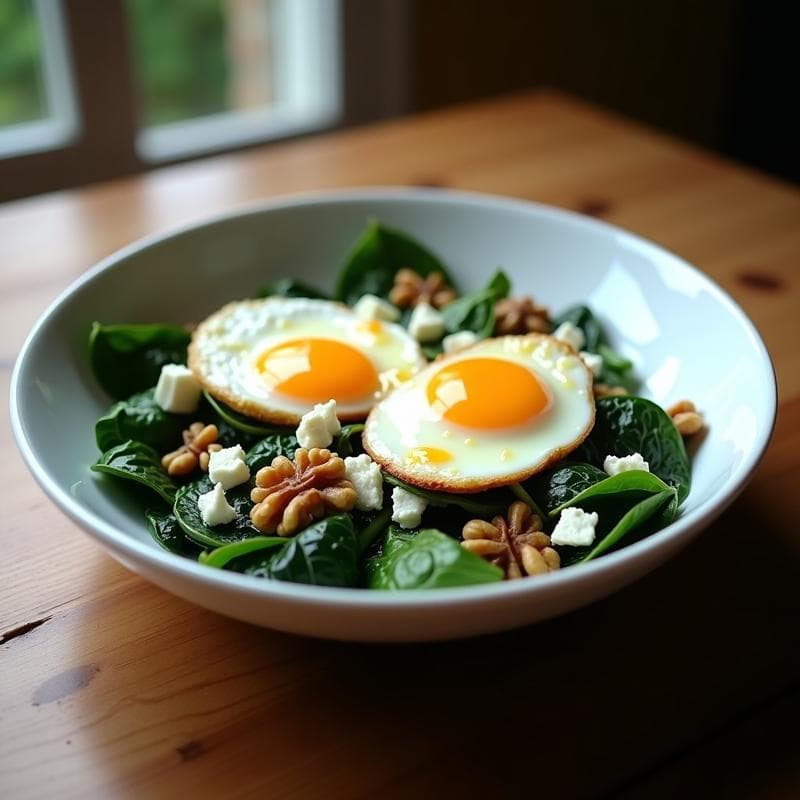 Ensalada Caliente de Espinacas con Huevos Escalfados: Receta Rápida y Alta en Hierro