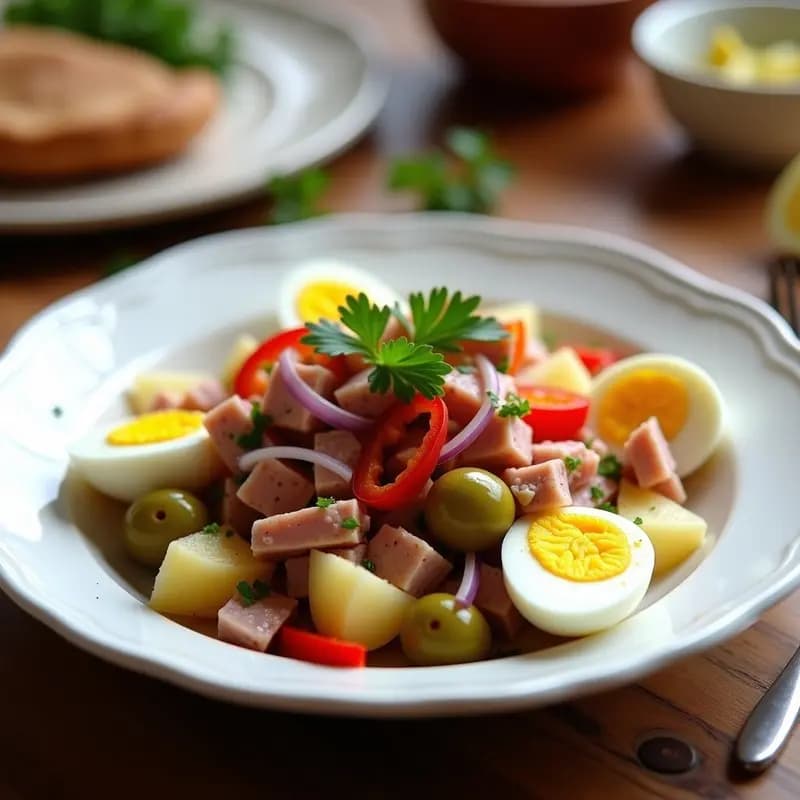 Ensalada camarera: Entrante frío con atún, huevo y pimiento de piquillo