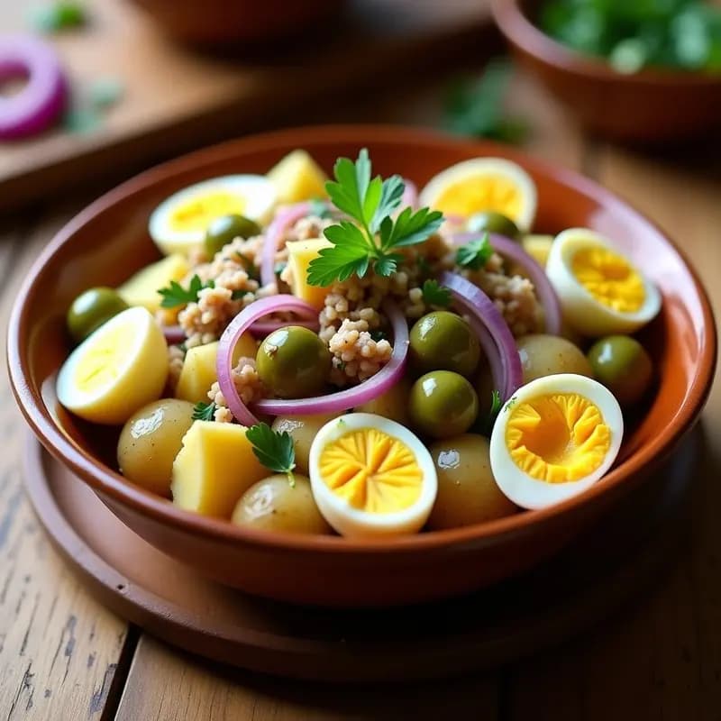 Ensalada Camila con Atún, Huevos y Patatas: Receta Clásica Española sin Gluten