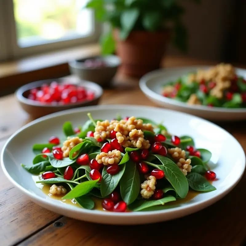 Ensalada de Canónigos y Granadas con Vinagreta de Nuez: Receta Turca Fresca y Vegana