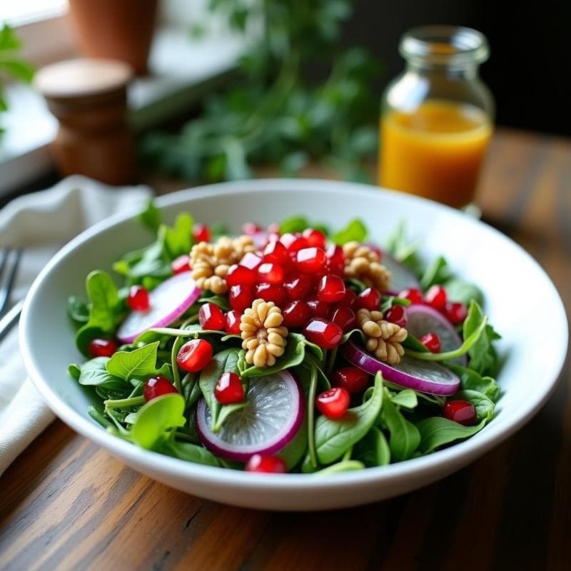 Ensalada de Canónigos y Granados con Vinagreta de Vinagre de Sidra: Receta Persa Fresca